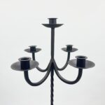 Hand Forged Iron Floor Candelabra 47.5" (121cm) Antique Copper Patina 3-Arm Wide Base Stable Candle Holder Rustic Decor - Image 5