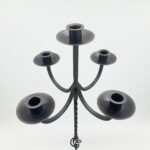 Hand Forged Iron Floor Candelabra 47.5" (121cm) Antique Copper Patina 3-Arm Wide Base Stable Candle Holder Rustic Decor - Image 4