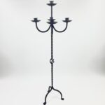 Hand Forged Iron Floor Candelabra 47.5" (121cm) Antique Copper Patina 3-Arm Wide Base Stable Candle Holder Rustic Decor - Image 6