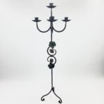 Hand Forged Iron Floor Candelabra 47" (120cm) Antique Copper Patina 4-Arm 5-Candle Classic Scroll Holder Decor - Image 7