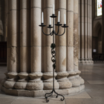 Hand Forged Iron Floor Candelabra 47" (120cm) Antique Copper Patina 4-Arm 5-Candle Classic Scroll Holder Decor - Image 4