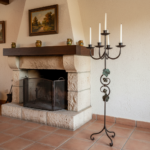 Hand Forged Iron Floor Candelabra 47" (120cm) Antique Copper Patina 4-Arm 5-Candle Classic Scroll Holder Decor - Image 2