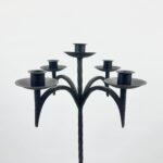 Hand Forged Iron Floor Candelabra 48.5" (123cm) Antique Gold Patina 5-Arm Grand Candelabra Wedding & Home Decor - Image 6