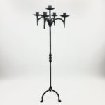 Hand Forged Iron Floor Candelabra 48.5" (123cm) Antique Gold Patina 5-Arm Grand Candelabra Wedding & Home Decor