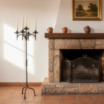 Hand Forged Iron Floor Candelabra 48.5" (123cm) Antique Gold Patina 5-Arm Grand Candelabra Wedding & Home Decor - Image 2