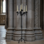 Hand Forged Iron Floor Candelabra 48.5" (123cm) Antique Gold Patina 5-Arm Grand Candelabra Wedding & Home Decor - Image 4