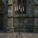 Hand Forged Iron Floor Candelabra 48.5" (123cm) Antique Gold Patina 5-Arm Grand Candelabra Wedding & Home Decor - Image 3
