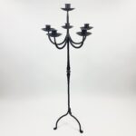 Hand Forged Iron Floor Candelabra 44.5" (113cm) Antique Copper Patina 6-Arm Grand Cluster Candle Holder Decor