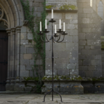 Hand Forged Iron Floor Candelabra 44.5" (113cm) Antique Copper Patina 6-Arm Grand Cluster Candle Holder Decor - Image 3