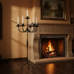 Hand Forged Iron Floor Candelabra 44.5" (113cm) Antique Copper Patina 6-Arm Grand Cluster Candle Holder Decor - Image 2