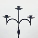 Hand Forged Iron Floor Candelabra 46.5" (118cm) Antique Copper Patina 3-Arm Wide Base Stable Candle Holder Rustic Decor - Image 5