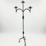 Hand Forged Iron Floor Candelabra 46.5" (118cm) Antique Copper Patina 3-Arm Wide Base Stable Candle Holder Rustic Decor - Image 6