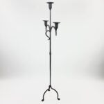 Hand Forged Iron Floor Candelabra 49" (125cm) Antique Copper Patina 3-Arm Slim Base Candle Holder Rustic Decor