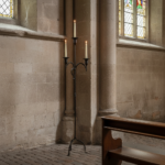 Hand Forged Iron Floor Candelabra 49" (125cm) Antique Copper Patina 3-Arm Slim Base Candle Holder Rustic Decor - Image 3