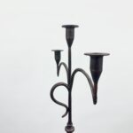 Hand Forged Iron Floor Candelabra 50.5" (128cm) Antique Copper Patina 3-Arm Tall & Slim Candle Holder Rustic Decor - Image 4