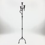 Hand Forged Iron Floor Candelabra 50.5" (128cm) Antique Copper Patina 3-Arm Tall & Slim Candle Holder Rustic Decor