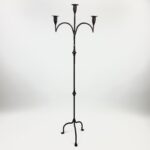 Hand Forged Iron Floor Candelabra 50.5" (128cm) Antique Copper Patina 3-Arm Tall & Slim Candle Holder Rustic Decor - Image 6
