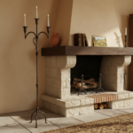 Hand Forged Iron Floor Candelabra 50.5" (128cm) Antique Copper Patina 3-Arm Tall & Slim Candle Holder Rustic Decor - Image 2