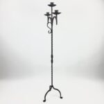 Hand Forged Iron Floor Candelabra 52" (132cm) Antique Copper Patina 3-Arm Grand Vertical Statement Decor