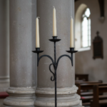 Hand Forged Iron Floor Candelabra 52" (132cm) Antique Copper Patina 3-Arm Grand Vertical Statement Decor - Image 5