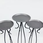 Hand Forged Iron Floor Pedestal Set of 3 (131cm & 115cm) Antique Bronze Finish Candle Holder & Plant Stand Floral Display - Image 7