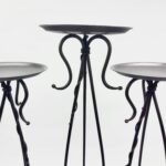 Hand Forged Iron Floor Pedestal Set of 3 (131cm & 115cm) Antique Bronze Finish Candle Holder & Plant Stand Floral Display - Image 6