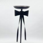 Hand Forged Iron Floor Pedestal 44.5" (113cm) Artisanal Bronze Finish Bow Tie Ribbon Design Welcome Stand - Image 10