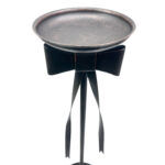 Hand Forged Iron Floor Pedestal 44.5" (113cm) Artisanal Bronze Finish Bow Tie Ribbon Design Welcome Stand - Image 6