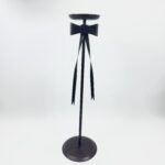 Hand Forged Iron Floor Pedestal 44.5" (113cm) Artisanal Bronze Finish Bow Tie Ribbon Design Welcome Stand - Image 11