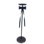 Hand Forged Iron Floor Pedestal 44.5" (113cm) Artisanal Bronze Finish Bow Tie Ribbon Design Welcome Stand - Image 10