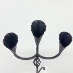 Hand Forged Iron Candelabra 27" (68cm) Antique Copper Finish 3-Arm Sculptural Tulip Cup Centerpiece - Image 4