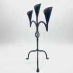 Hand Forged Iron Candelabra 27" (68cm) Antique Copper Finish 3-Arm Wide Tulip Centerpiece Decor