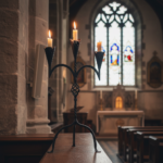 Hand Forged Iron Candelabra 27" (68cm) Antique Copper Finish 3-Arm Wide Tulip Centerpiece Decor - Image 3