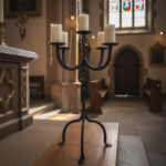 Hand Forged Iron Candelabra 23.5" (60cm) Antique Copper Finish 5-Arm Grand Banquet Centerpiece & Wedding Decor - Image 5