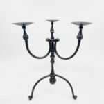 Hand Forged Iron Candelabra 19.5" (50cm) Antique Copper Finish Wide & Conversation Friendly Tabletop Centerpiece