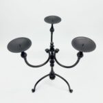 Hand Forged Iron Candelabra 19.5" (50cm) Antique Copper Finish Wide & Conversation Friendly Tabletop Centerpiece - Image 6