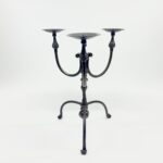 Hand Forged Iron Candelabra 19.5" (50cm) Antique Copper Finish Wide & Conversation Friendly Tabletop Centerpiece - Image 7