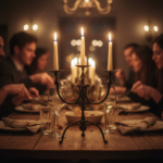 Hand Forged Iron Candelabra 19.5" (50cm) Antique Copper Finish Wide & Conversation Friendly Tabletop Centerpiece - Image 3