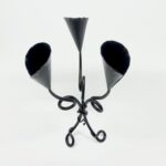 Hand Forged Iron Candelabra 20.5" (52cm) Authentic Antique Copper Patina Finish Compact Artisanal Centerpiece - Image 5