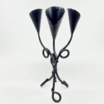 Hand Forged Iron Candelabra 20.5" (52cm) Authentic Antique Copper Patina Finish Compact Artisanal Centerpiece - Image 6