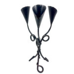 Hand Forged Iron Candelabra 20.5" (52cm) Authentic Antique Copper Patina Finish Compact Artisanal Centerpiece
