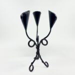 Hand Forged Iron Candelabra 20.5" (52cm) Authentic Antique Copper Patina Finish Compact Artisanal Centerpiece