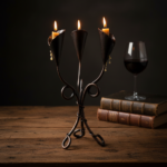 Hand Forged Iron Candelabra 20.5" (52cm) Authentic Antique Copper Patina Finish Compact Artisanal Centerpiece - Image 2