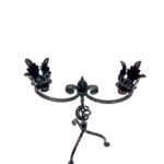 Hand Forged Iron Candelabra 25" (63cm) Antique Copper Finish 2-Arm Royal Fleur de Lis Mantel Centerpiece - Image 5