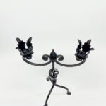 Hand Forged Iron Candelabra 25" (63cm) Antique Copper Finish 2-Arm Royal Fleur-de-Lis Mantel Centerpiece - Image 4