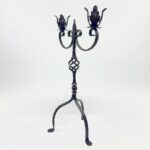 Hand Forged Iron Candelabra 25" (63cm) Antique Copper Finish 2-Arm Royal Fleur-de-Lis Mantel Centerpiece