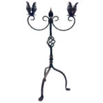 Hand Forged Iron Candelabra 25" (63cm) Antique Copper Finish 2-Arm Royal Fleur de Lis Mantel Centerpiece - Image 4