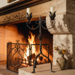 Hand Forged Iron Candelabra 25" (63cm) Antique Copper Finish 2-Arm Royal Fleur-de-Lis Mantel Centerpiece - Image 3