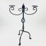 Hand Forged Iron Candelabra 24.5" (62cm) Antique Gold Patina Finish 2-Arm Royal Scrolled Mantel Decor - Image 6