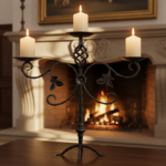 Hand Forged Iron Candelabra 19.5" (49cm) Antique Copper Finish Grand Estate Wide-Arm Centerpiece - Image 5